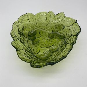 Loganberry Pattern Indiana glass bowl green wear retro
